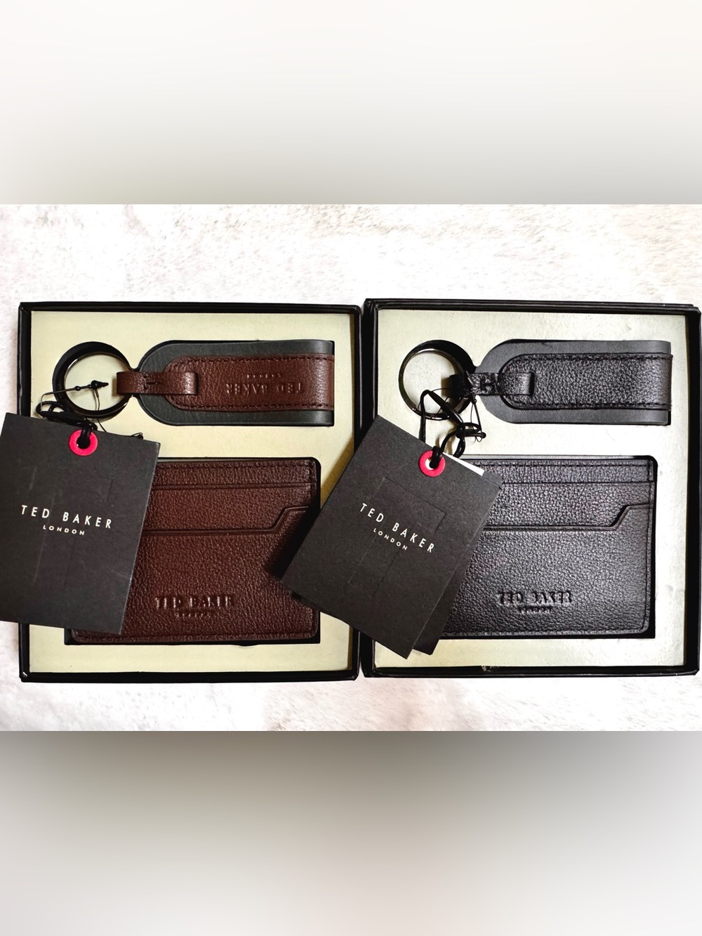 ✅NEW “Ted Baker”  Cavendish Leather Card Holder Wallet & Key Ring Set